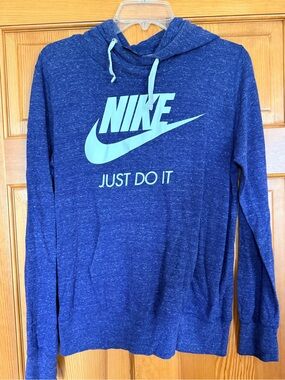 Nike Blue Heather Hoodie with White Logo